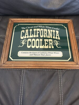 Vintage California Cooler Wine Bar Sign Mirror Beer Sign Framed 19