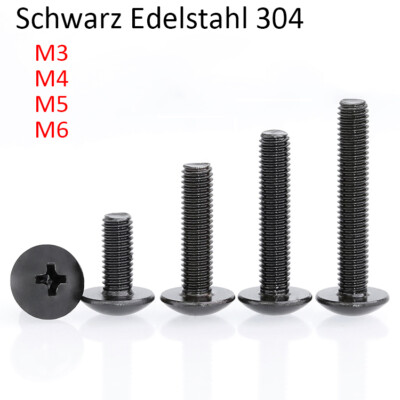 Kreuzschlitz Flachkopfschrauben Schrauben - Schwarz 304 Edelstahl VA2