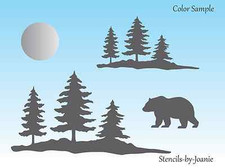 Stencils by Joanie Hillside Bear Forest Pine Trees Moon Rustic Cabin DIY Signs