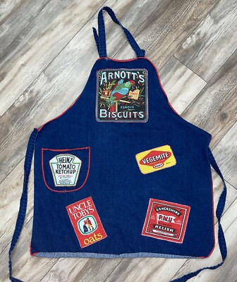 Vintage Full Front Hand Made Jean Apron Heinz ketchup, Vegemite