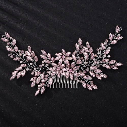 Bridal Vintage Silver Full Rhinestones Big Hair Comb Bridal Shinny Pearls - Picture 34 of 41