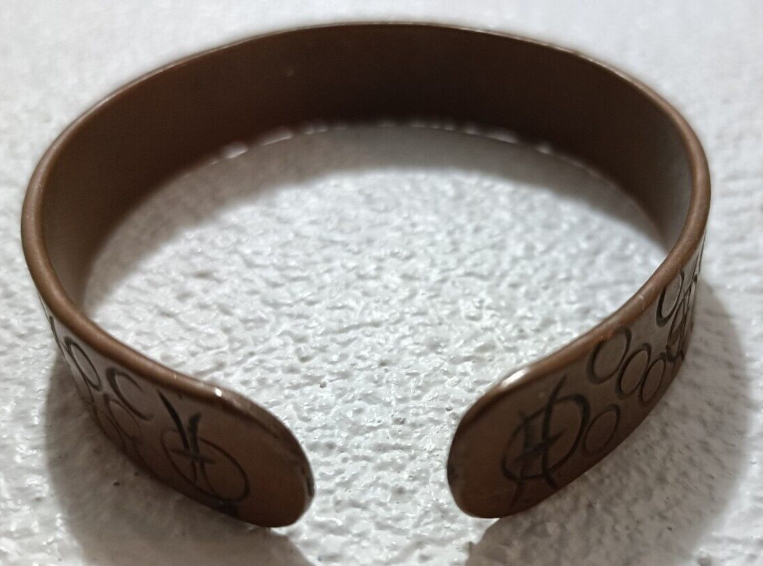 Old antique solid cooper bracelet slave hand-engr… - image 4