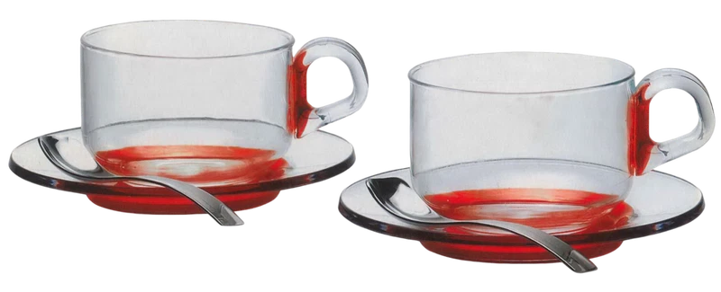 Tazza Colazione Té Caffé Fusion Marrone 2 pezzi Guzzini con Cucchiaini Piattini, fotografia 7 di 7