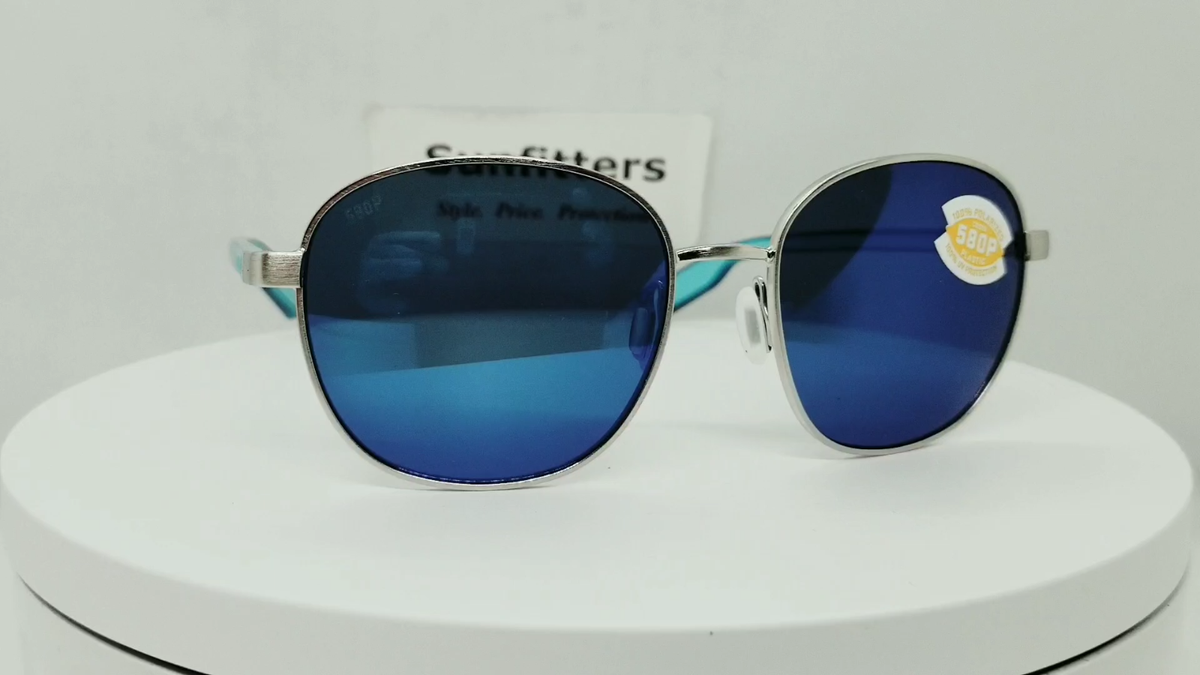 COSTA DEL MAR silver/blue mirror EGRET polarized 580P sunglasses