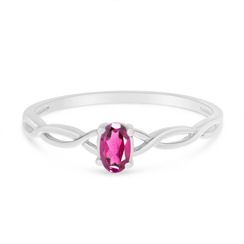 14k White Gold Oval Pink Topaz Ring - Picture 6 of 6