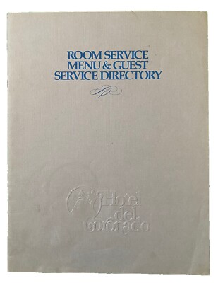 Vintage 1962 Hotel del Coronado Room Service Menu & Guest Directory California