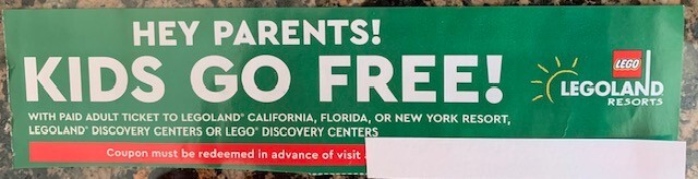 Legoland Kids Go Free w/paid Adult CA FL NY Discovery Centers 12/31/2024 e-deliv