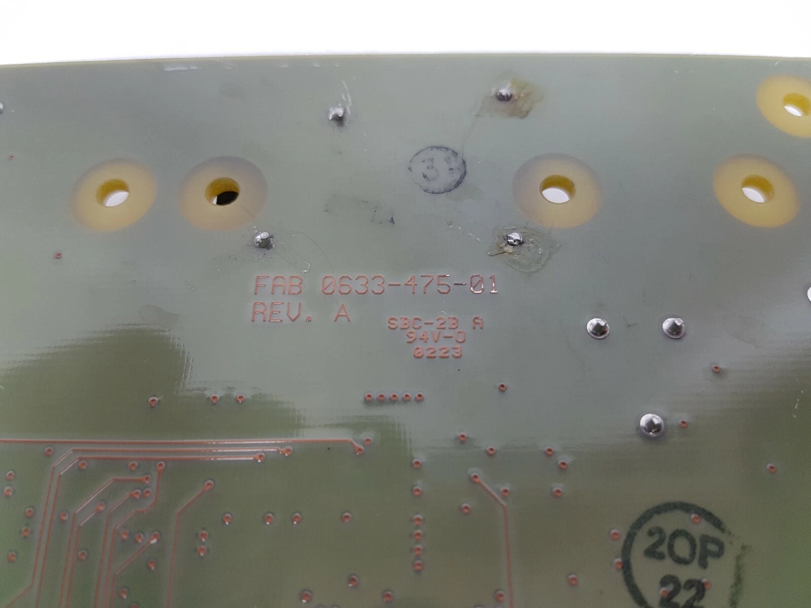 Solder side marking FAB 0633-475-01 REV. A, 94V-0