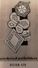 478 Vintage POTHOLDERS X 3, Patterns to CROCHET Repro 