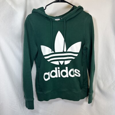 Adidas Sweatshirt Green Original Trefoil Logo Casual Hoodie Women’s: XS 