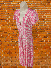 FRENCH CONNECTION PINK DRESS SIZE UK8 VISCOSE WOMENS SHORT SLEEVE BUTTON UP LONG