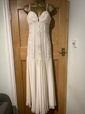 Amanda Wakeley Elements Dress Size 12 Ivory Full Length Diamates Floaty Layered