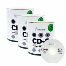 300 Smartbuy CD-R 52X 700MB/80Min Branded Logo Blank Media Recording Disc