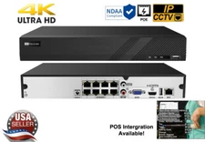 8CH 8MP (4K) 4POE HD NVR, NDAA Compliant, POS Support!