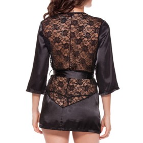 Women Sexy Lingerie Sleepwear Robe Satin Lace Silk Underwear Babydoll Nightwear