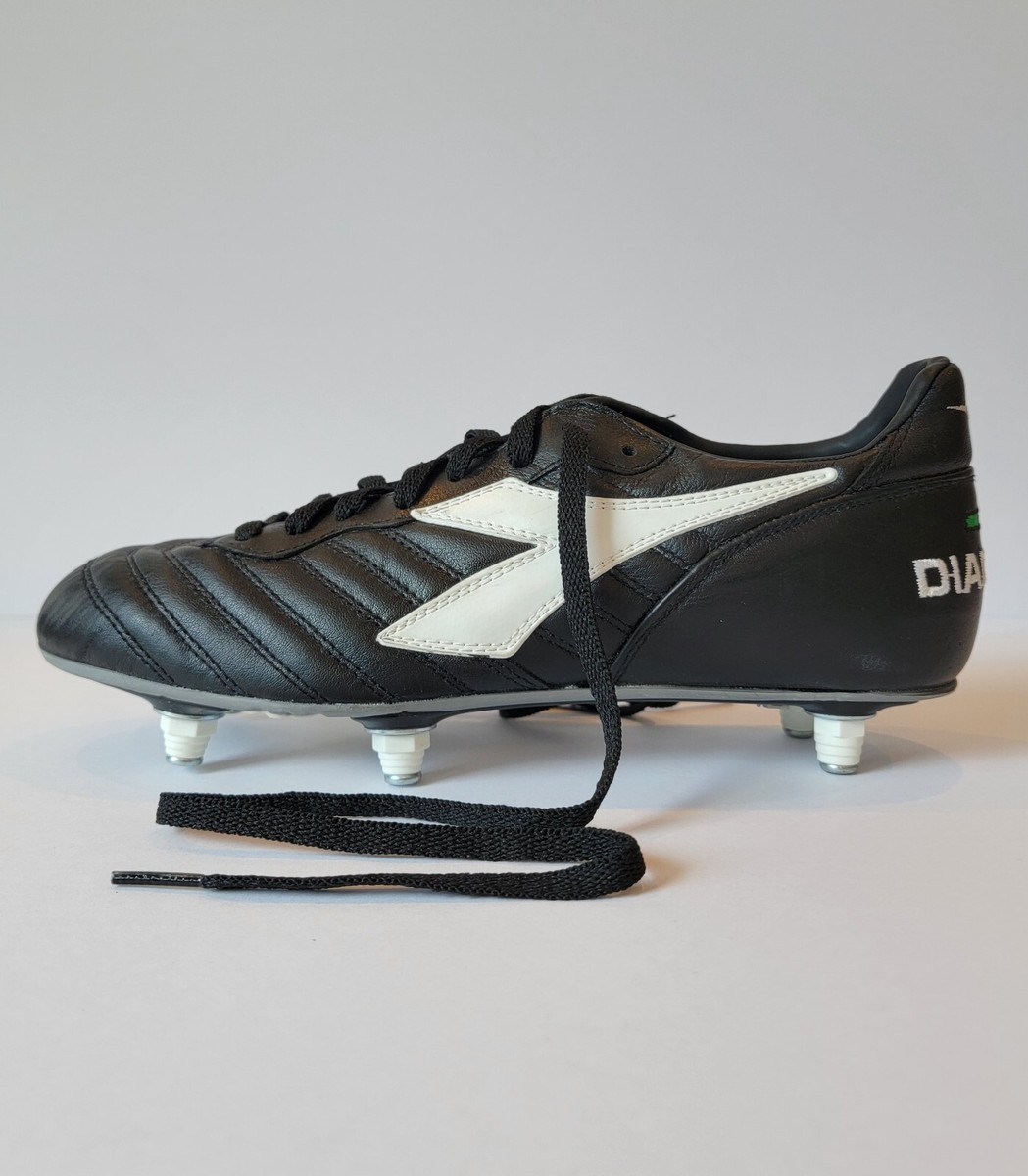Diadora Brasil Italy Soccer Cleats Leather Black White SG Mens