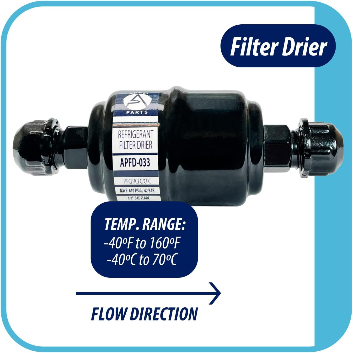 Appli Parts APFD-033 3/8 in Liquid Line Refrigerant AC Filter Drier Hvac Refrige