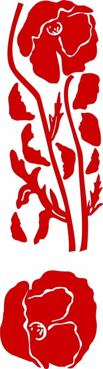 Wandtattoo Mohnblumen Mit Blütenflug - Selbst Gestaltbar, Größe Bis 200x170 Cm, ORACAL Folie