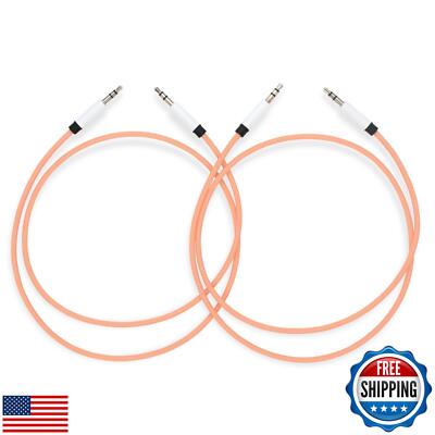 MyVolts Candycords Silver Range Audio Cables 2-Pack, Straight Mini Jack to St