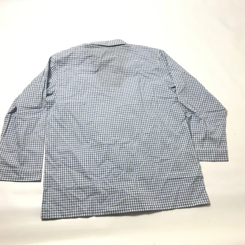 Geoffrey Beene Mens Pajama Shirt Sleep Size L Blue White Plaid Longsleeve New - Image 3 of 4