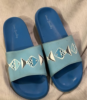 Vera Bradley Fish SandalsSlides Sz  7-8  Flats Blue Open Toe Breathable