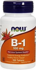 NOW VITAMIN B1 Thiamine 100 mg 100 Tablets - FRESH PHARMACY STOCK --