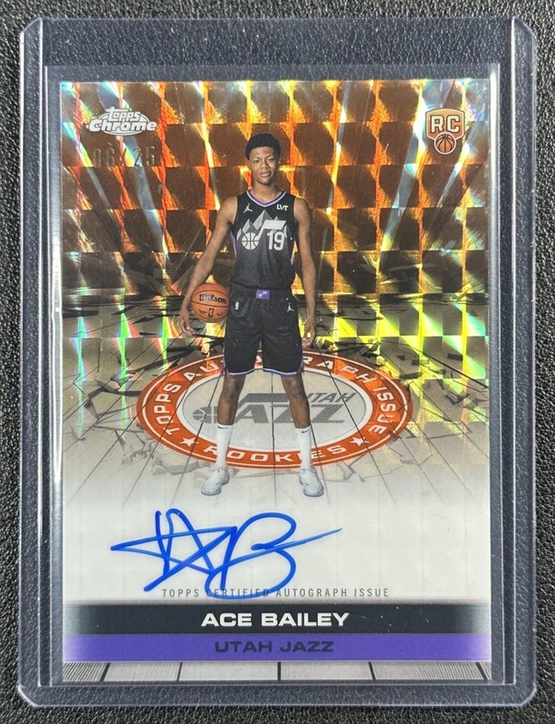 ACE BAILEY 2025-26 TOPPS CHROME CERTIFIED AUTO ISSUE GEO ORANGE REFRACTOR RC /25