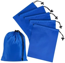 Drawstring Bag with Toggle - Nylon Cinch and Ditty Pouch () 7 x 9 Inch Blue