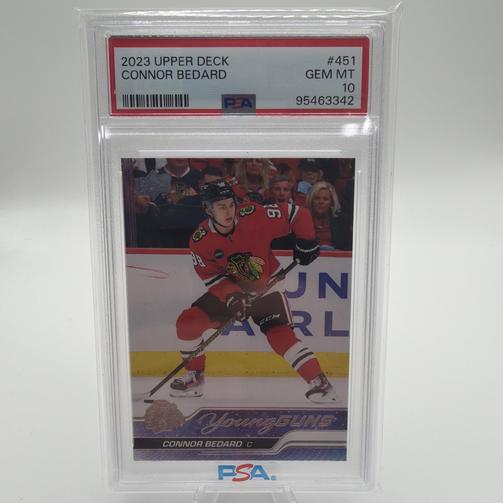 Connor Bedard 2023 Upper Deck #451 Young Guns PSA 10 (RC) Blackhawks -MC