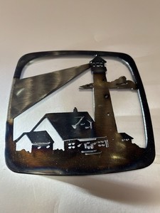 Polished Metal Lighthouse with Beam 7” Trivet Square from Knights Welding