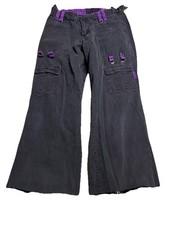 Tripp NYC Y2K Gothic Red Black Wide Leg Flare Pants Zippers Grommet Grunge 13