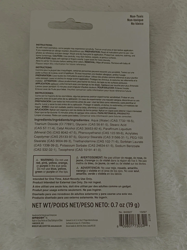 5 Tubos BLANCO Crema Maquillaje Pintura Facial, Halloween NUEVO 0.70 oz ea. Tubo Foto 2 de 2