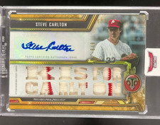 2020 TOPPS TRIPLE THREADS STEVE CARLTON GAME USED JERSEY PATCH AUTO GOLD #D 6/9