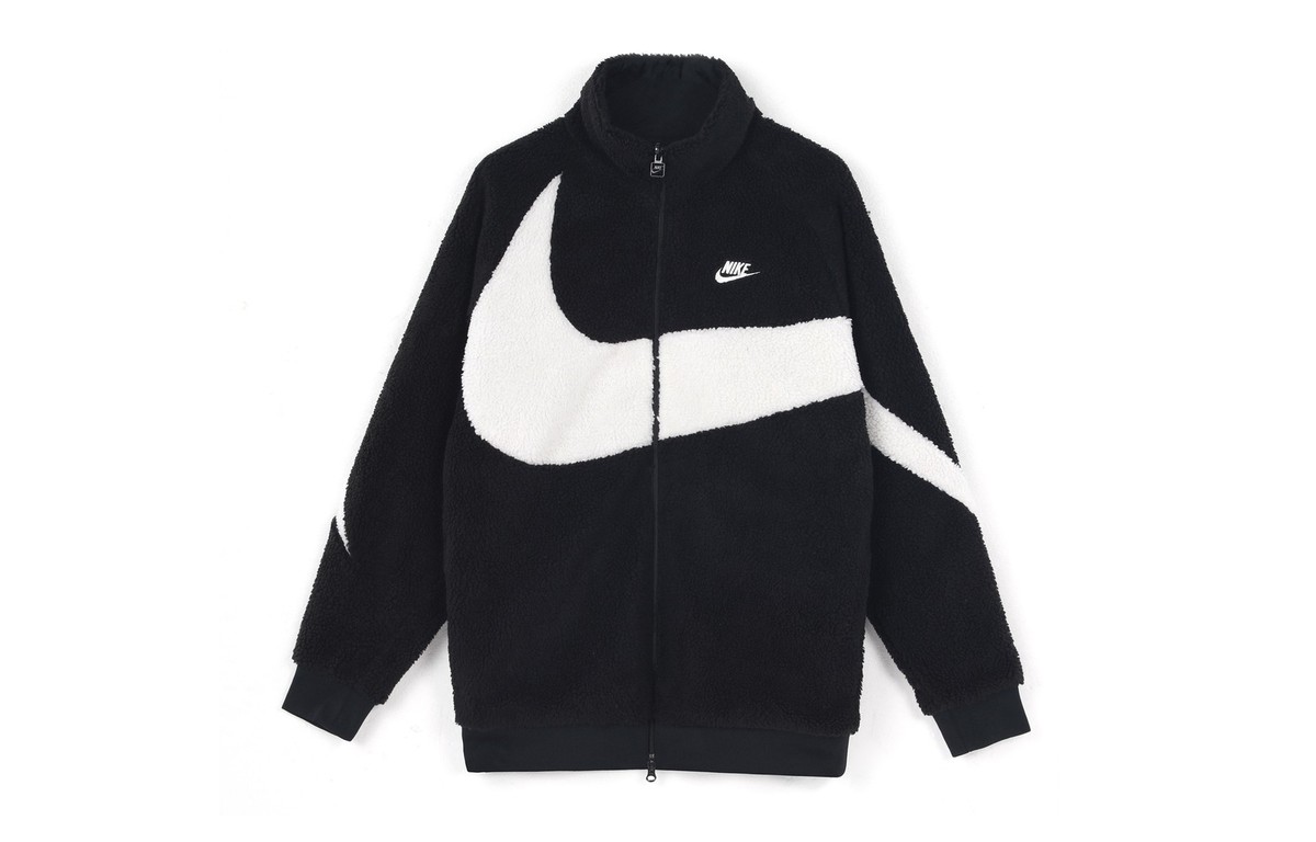 Nike Big Swoosh Reversible Boa Jacket 'Black' | eBay