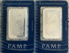 2-1 OZ SILVER BAR PAMP LADY FORTUNA  In ASSAY CARD SWISS. Consec Serial Numbers.