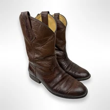 CUSTOM MADE MENS SIZE 8.5 EEEEE VERY WIDE SMOOTH QUILL OSTRICH BELLY ROPER BOOTS