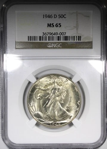1946-D Walking Liberty Half Dollar NGC MS65 Uncirculated Common Date 50C