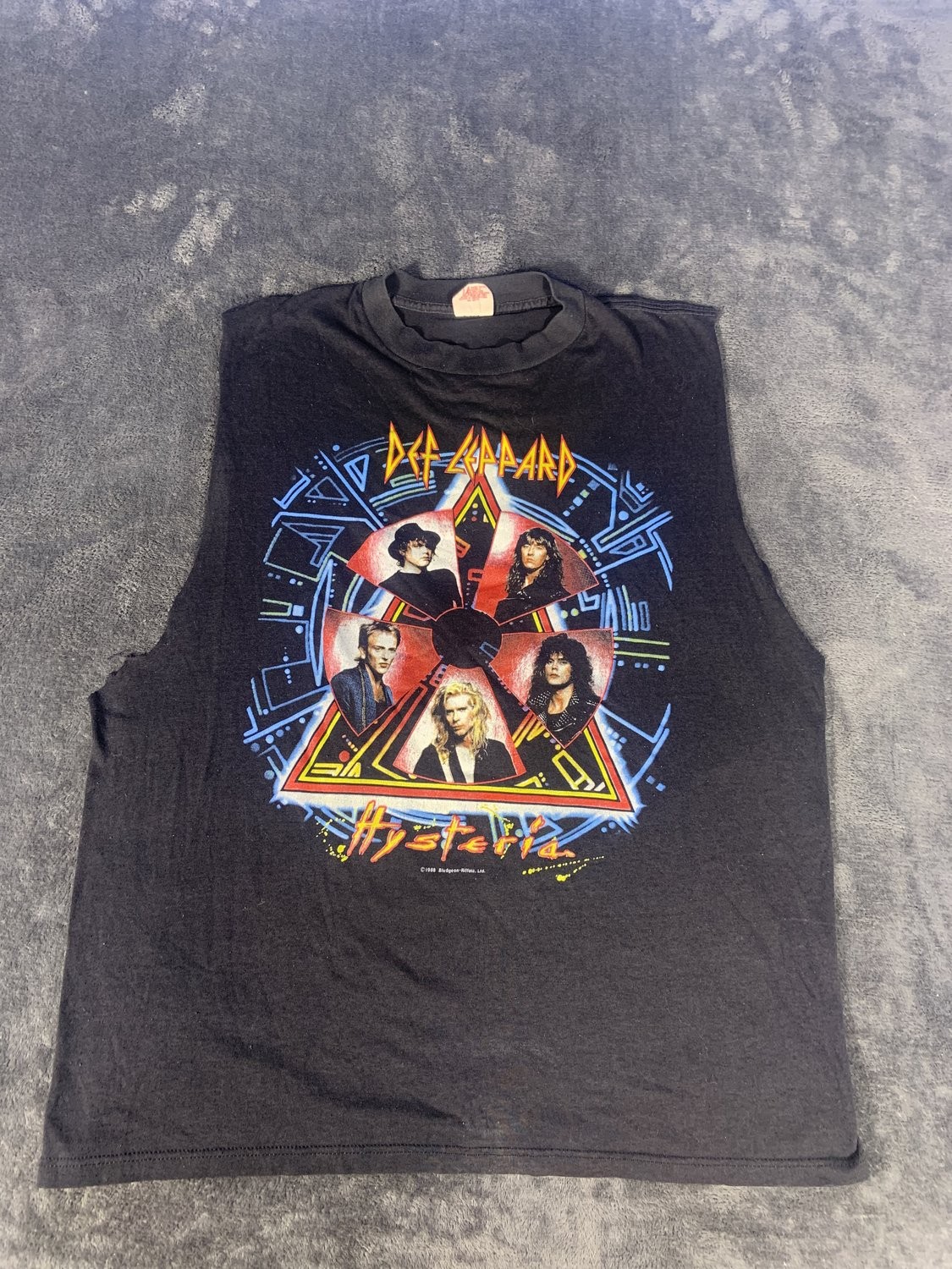 Vintage Def Leppard Hysteria World Tour 1988 T-Shirt Sleeveless Black X-Large