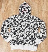 Bape Bathing Ape Shark Camo Full Zip Fleece Hoodie White
