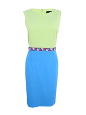 Nine West Women's Color Blocked Dress (6, Lime Malibu) 782418596367