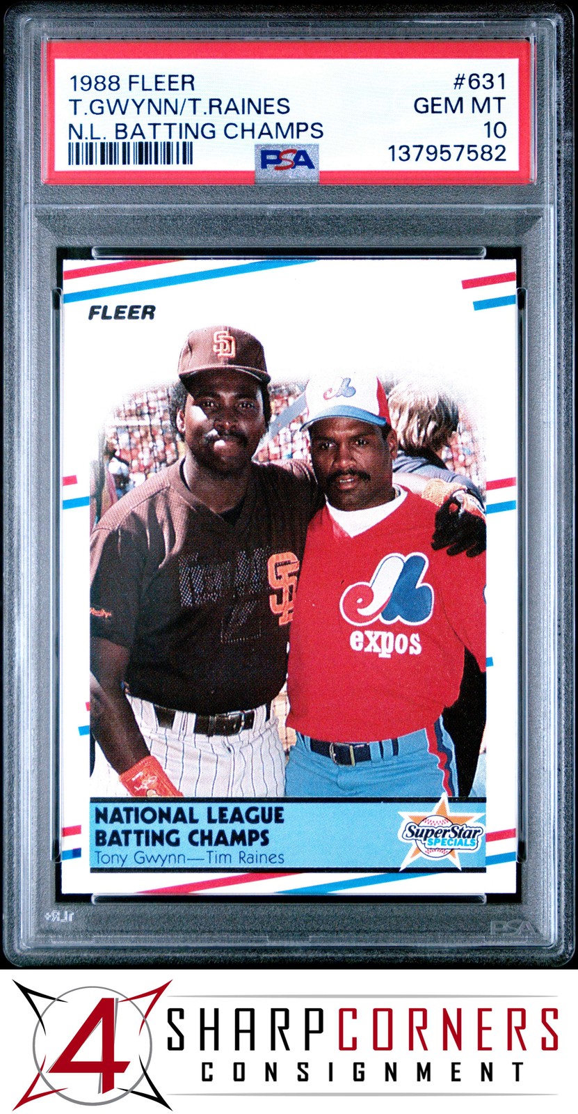 1988 FLEER #631 TONY GWYNN-TIM RAINES HOF PSA 10