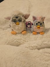 Lote De 2 Tigres Vintage Furby 1998 Gris Y Rosa Leopardo De las Nieves Modelo 70-800 *LEER