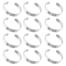 10Pcs Reusable Silver Stainless Steel Curved Bracelet Blanks for DIY Jewelry