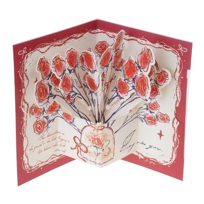 Mother Day Cards 3D Rose Flower Popup Card for Wife Valentines Day Birthday Gift
