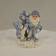 Vintage - 1998 The Encore Group, 7" Santa with Powder & Tree, Christmas Figurine