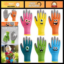 6 Pairs Kids Gardening Gloves - Rubber Coated Work Gloves for Toddlers Ages 3-5