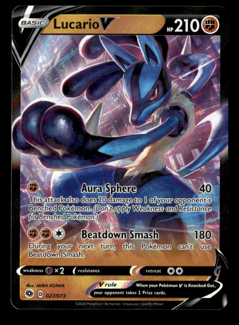 Lucario V Ultra Rare Holo Champion's Path 27/73 NM Pokémon TCG