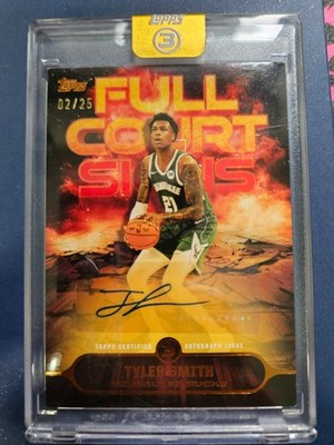 TYLER SMITH 2025-26 TOPPS THREE #FS-TSM FULL COURT SIGNS AUTO BRONZE 2/25 BUCKS