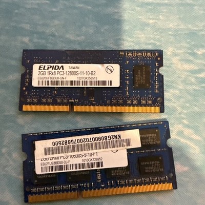 2x Elpida 2GB 1Rx8 PC3-12800S-11-10-B2 RAM  Laptop Memory 4GB Total