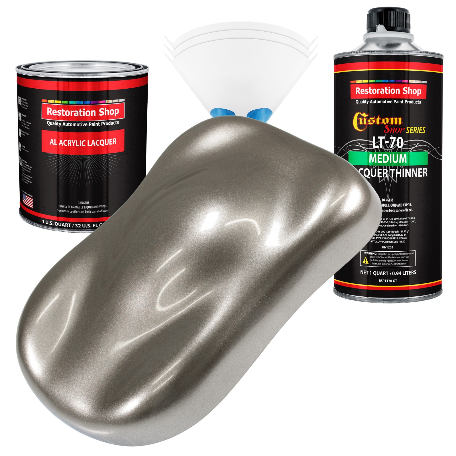 Firemist Pewter Silver Acrylic Lacquer Quart Auto Paint Kit with Medium Thinner